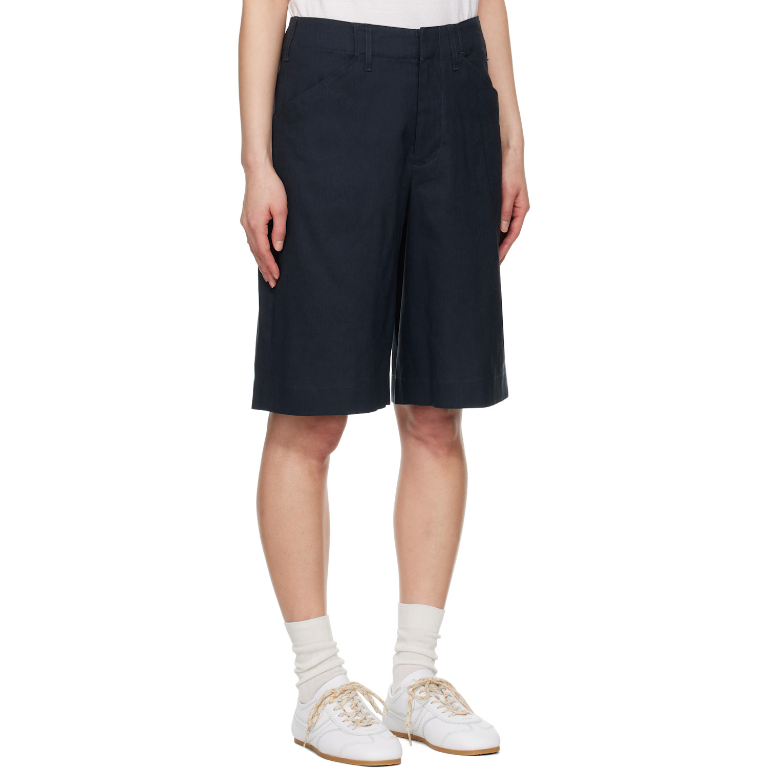 Rag & Bone Navy Banks Linen-blend Shorts 