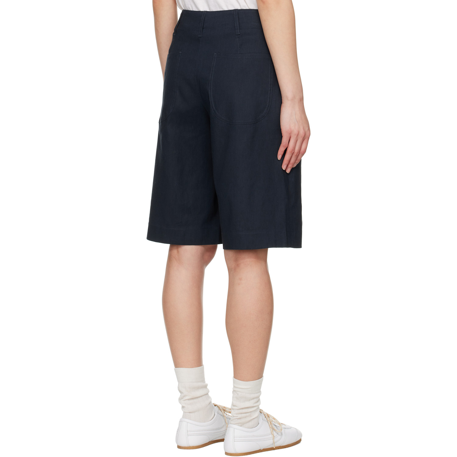  Rag & Bone Navy Banks Linen-blend Shorts 