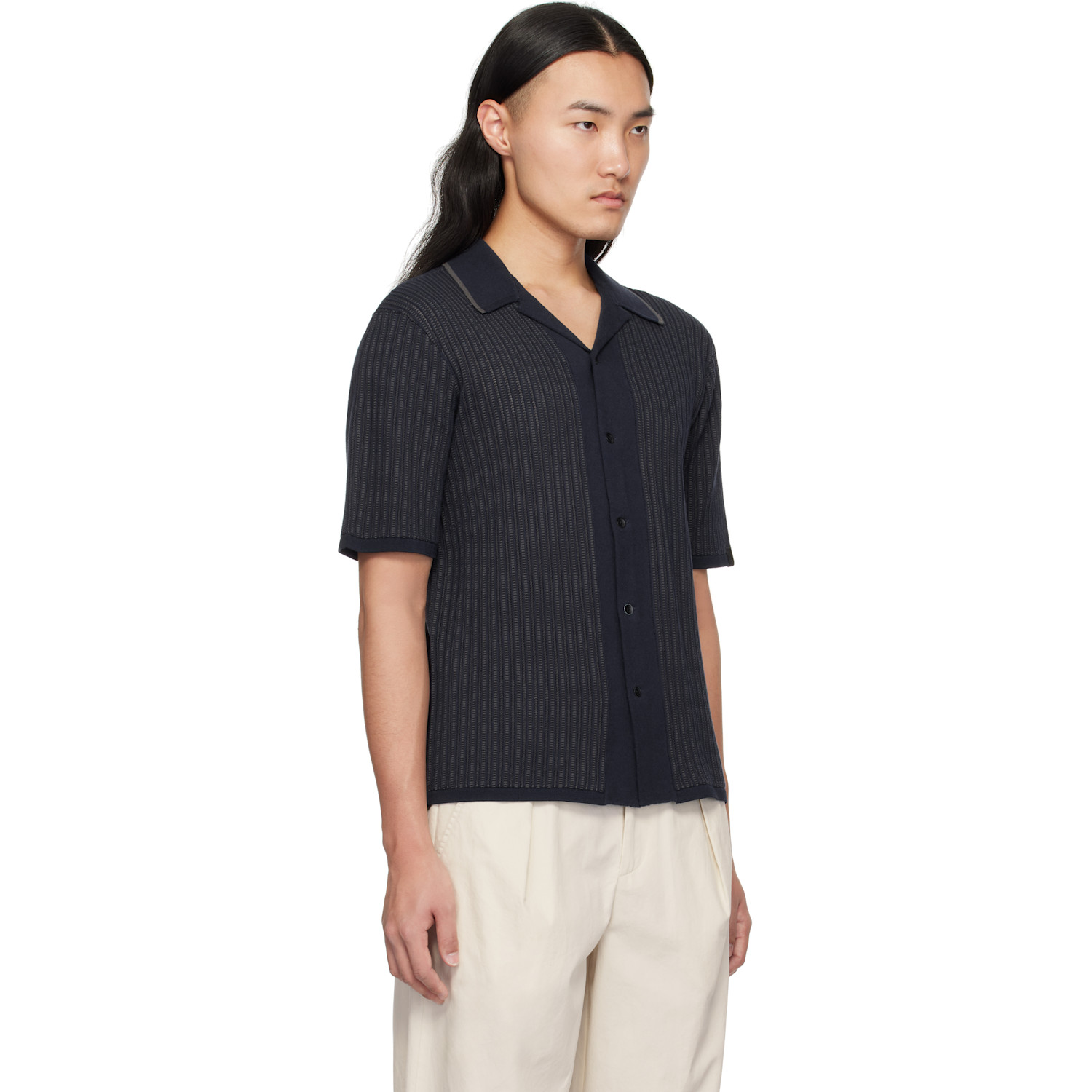  Rag & Bone Navy Harris Camp Shirt 