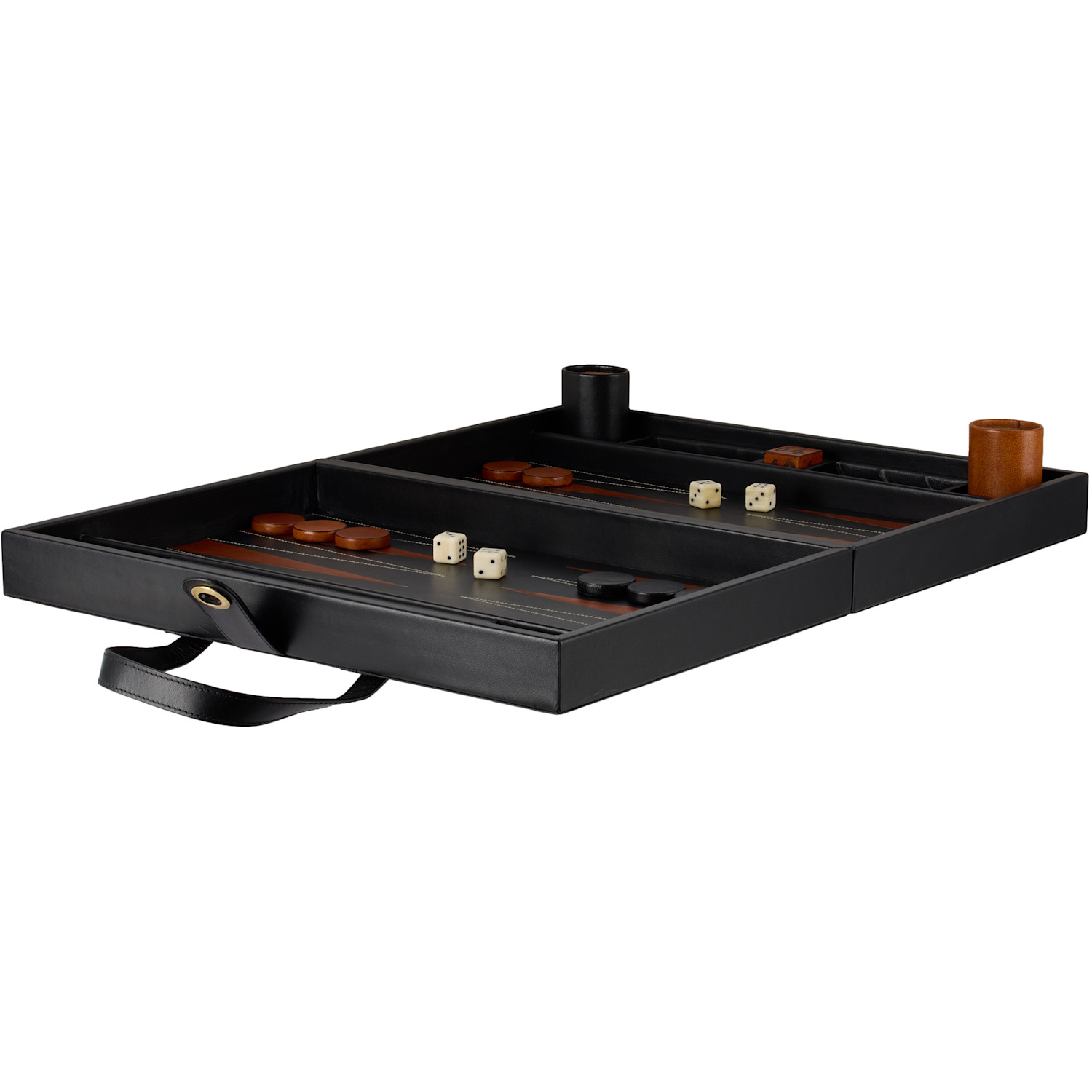  The Conran Shop Black & Brown Tavla Leather Backgammon Set 