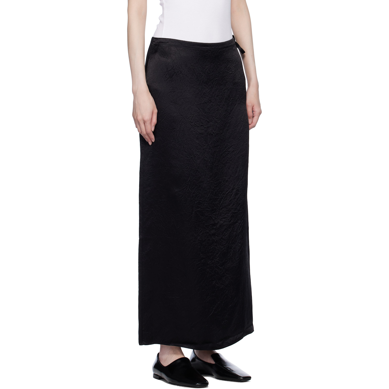  Filippa K Black Crinkled Pencil Maxi Skirt 