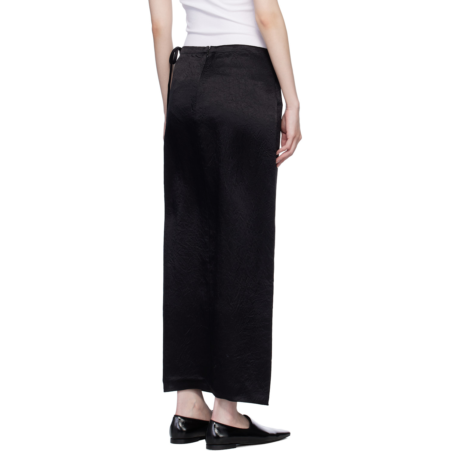  Filippa K Black Crinkled Pencil Maxi Skirt 