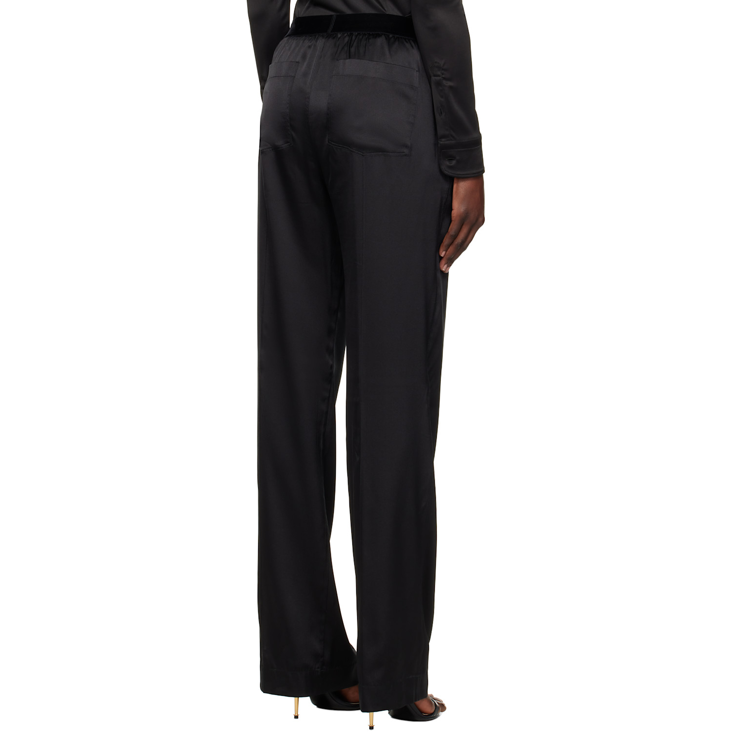 Tom Ford Black Stretch Silk Satin Lounge Pants 