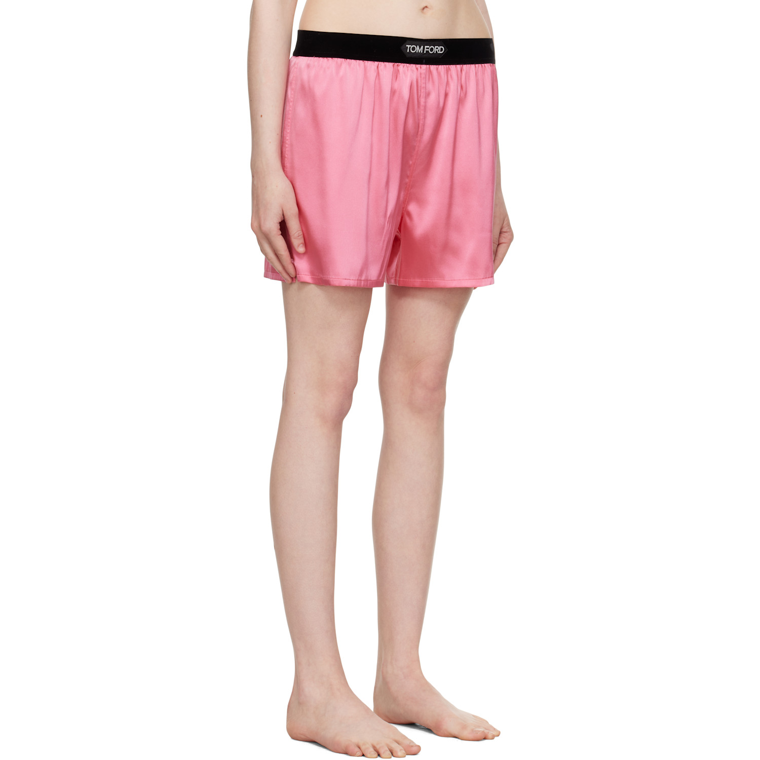  Tom Ford Pink Stretch Silk Satin Boxer Shorts 