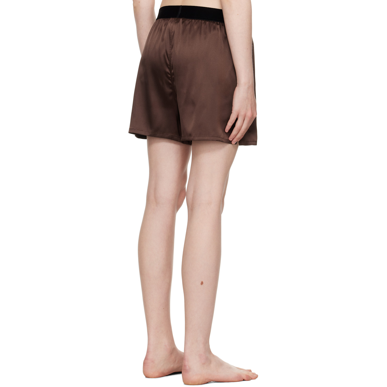  Tom Ford Brown Stretch Silk Satin Boxer Shorts 