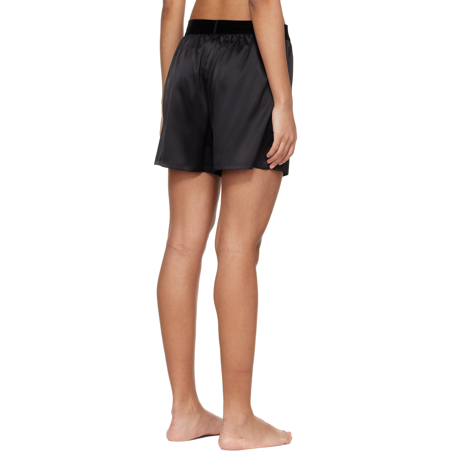  Tom Ford Black Stretch Silk Satin Boxer Shorts 