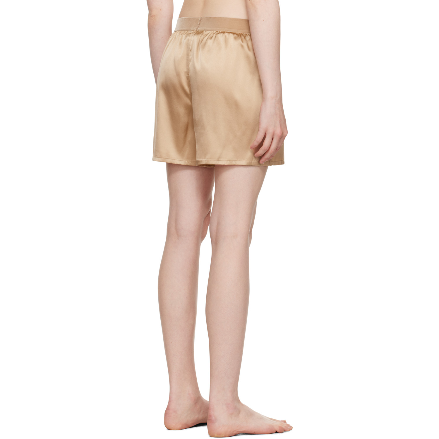  Tom Ford Beige Stretch Silk Satin Boxer Shorts 