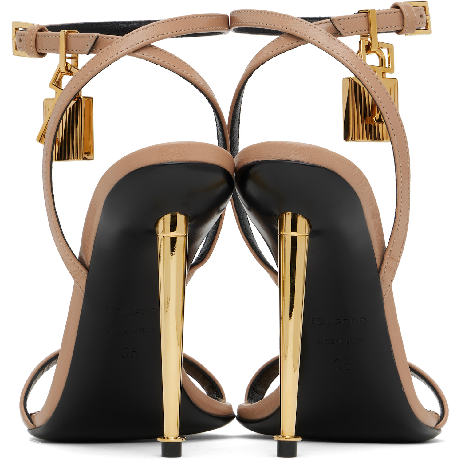  Tom Ford Pink Padlock Pointy Naked Heeled Sandals 