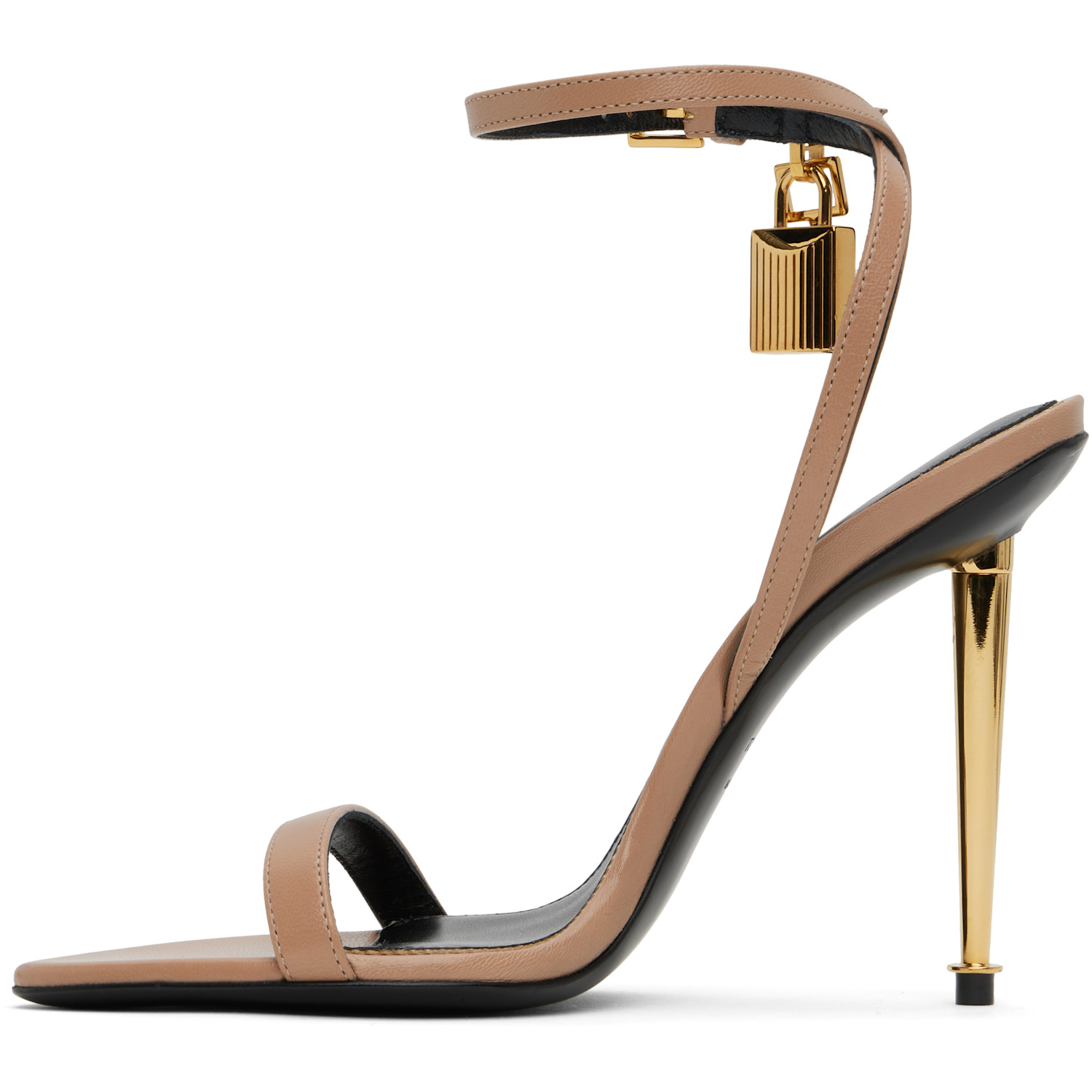  Tom Ford Pink Padlock Pointy Naked Heeled Sandals 