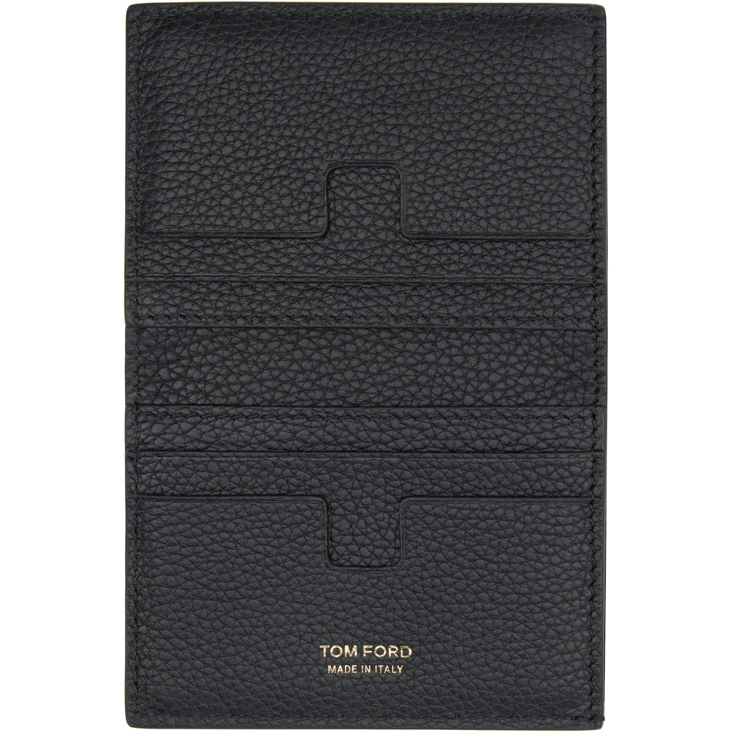  Tom Ford Black Grain Leather Folding Card Holder 