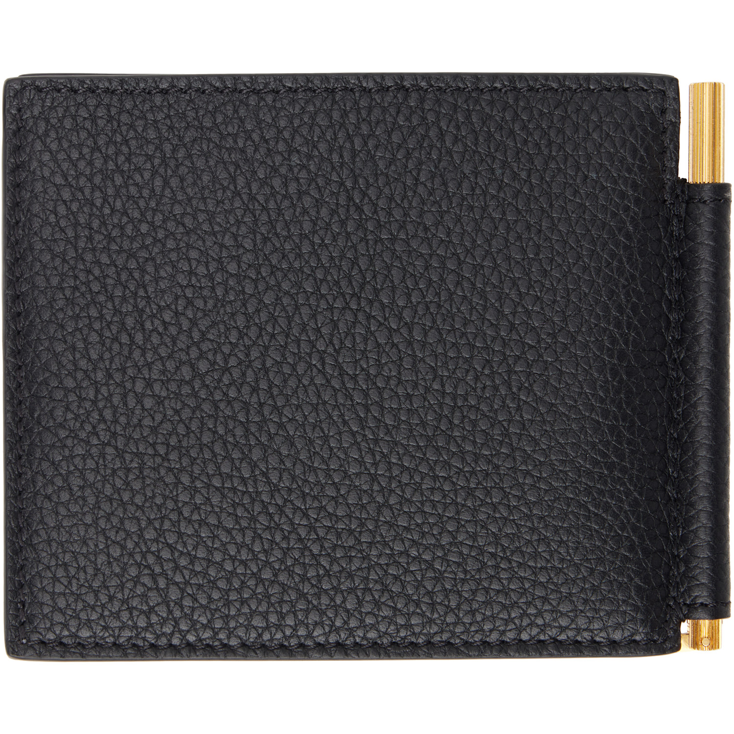  Tom Ford Black Grained Leather Money Clip Card Holder 