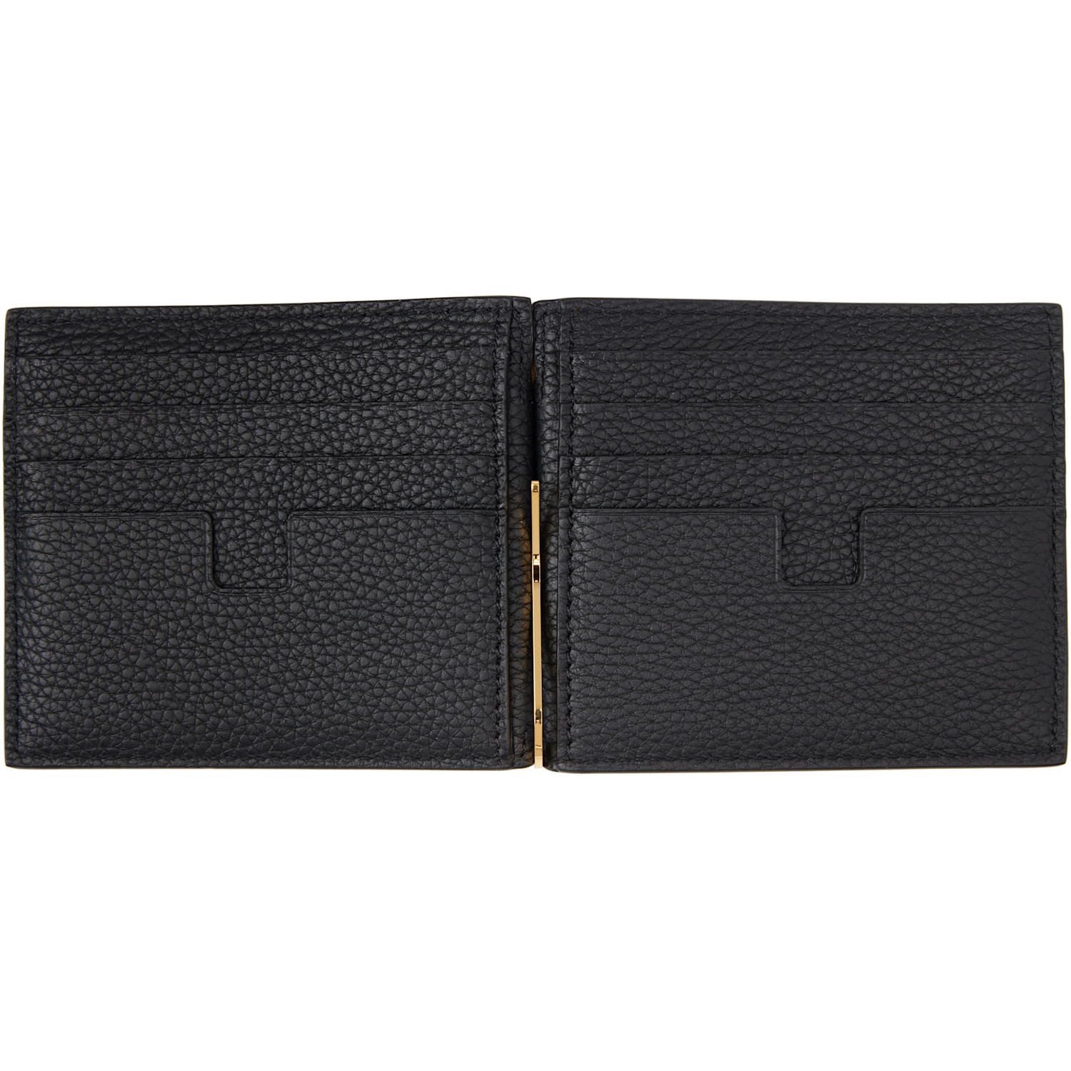  Tom Ford Black Grained Leather Money Clip Card Holder 