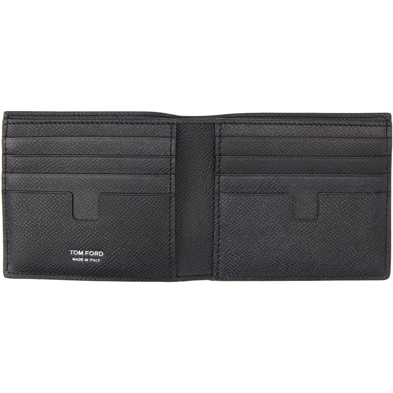 Tom Ford Black Small Grain Leather Bifold Wallet 