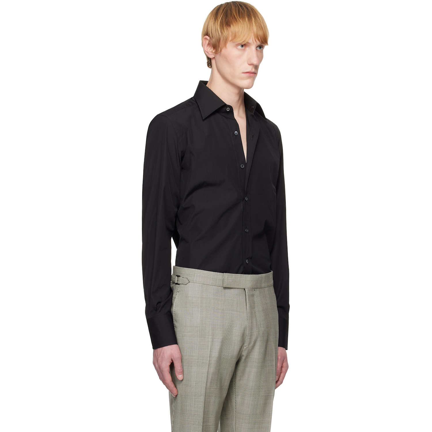  Tom Ford Black Poplin Slim Fit Shirt 