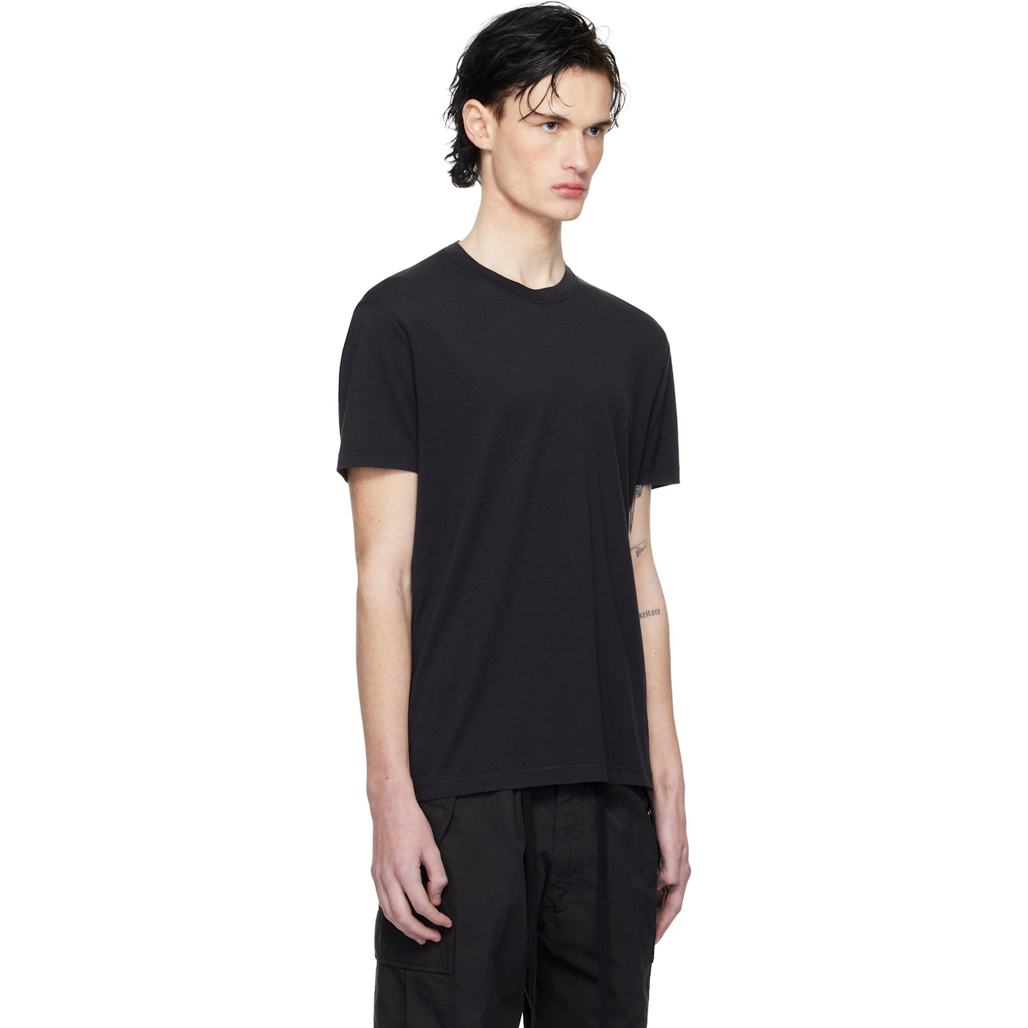  Tom Ford Black Lyocell Cotton Crew T-shirt 