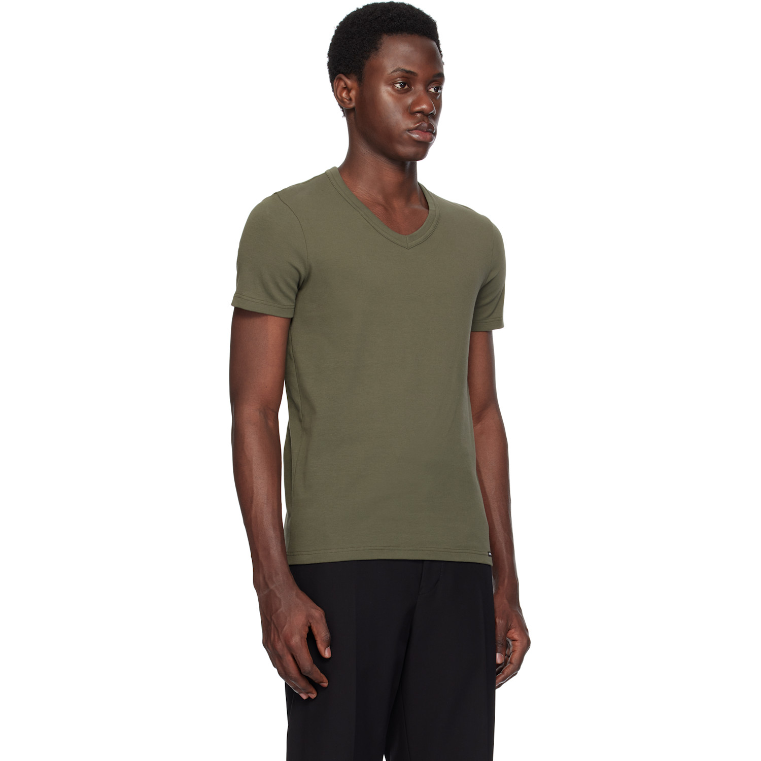  Tom Ford Khaki Cotton Stretch Jersey T-shirt 