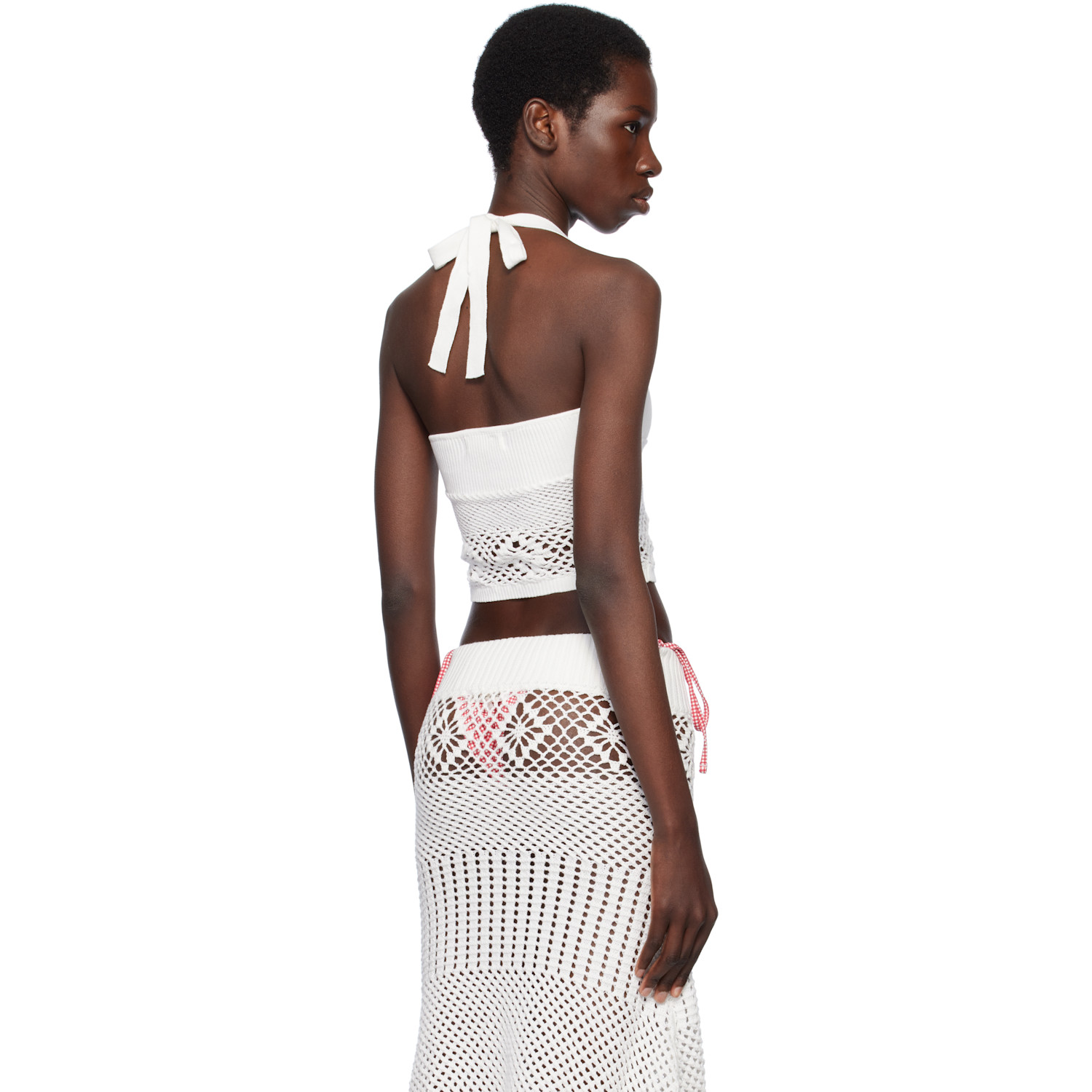  Frankies Bikinis White Orchard Crochet Halter Top 