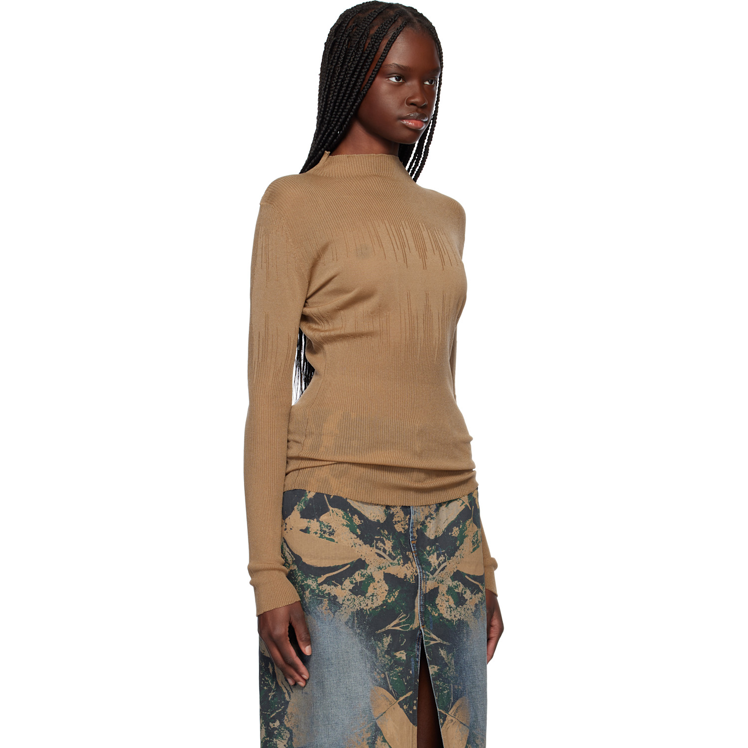  Feng Chen Wang Taupe Transparent Sweater 