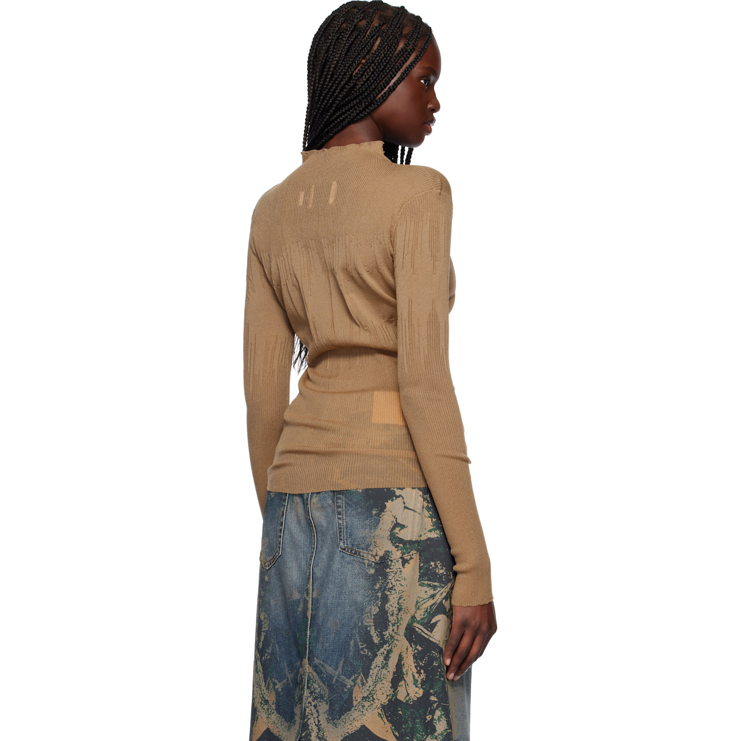  Feng Chen Wang Taupe Transparent Sweater 