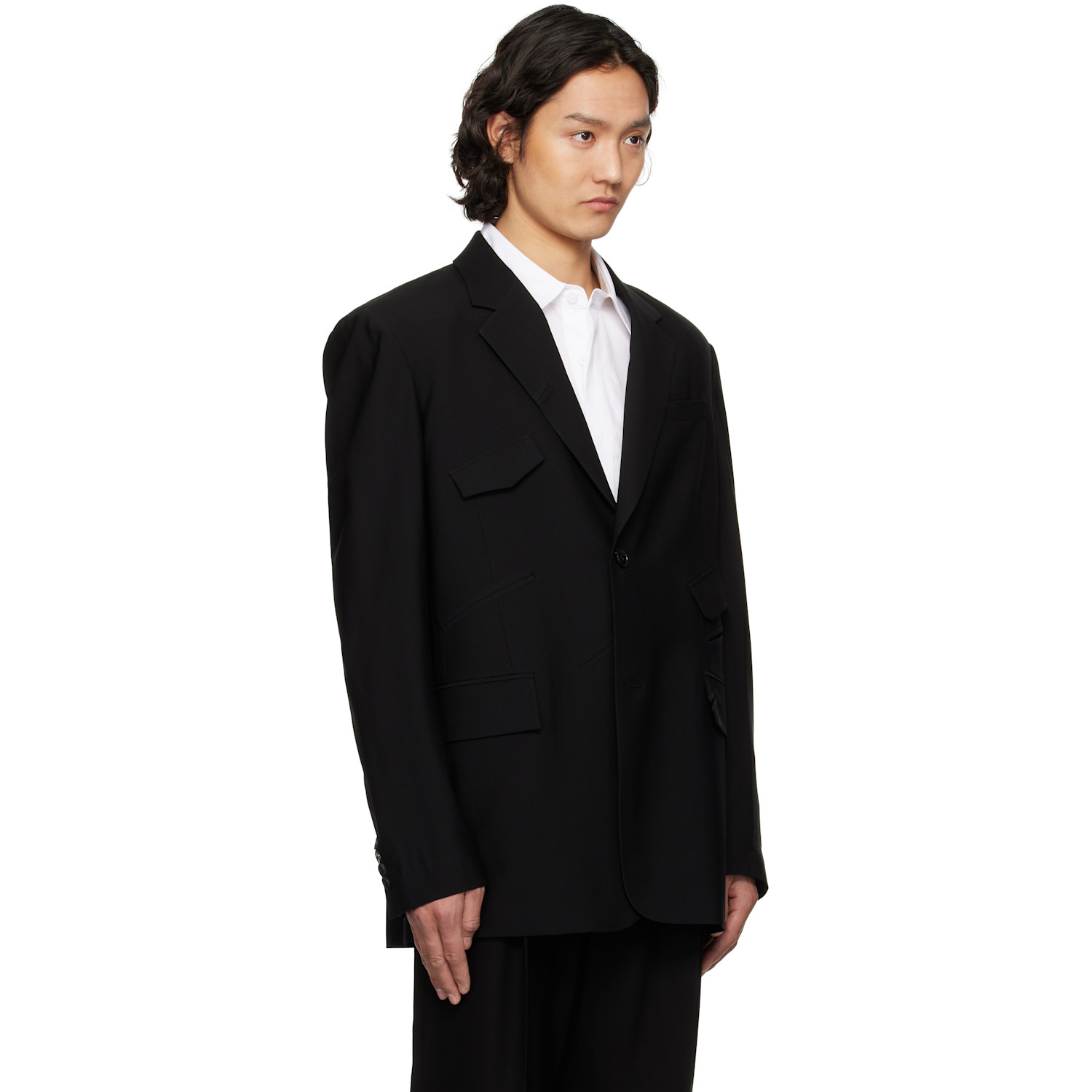  Feng Chen Wang Black Multi Slash Blazer 