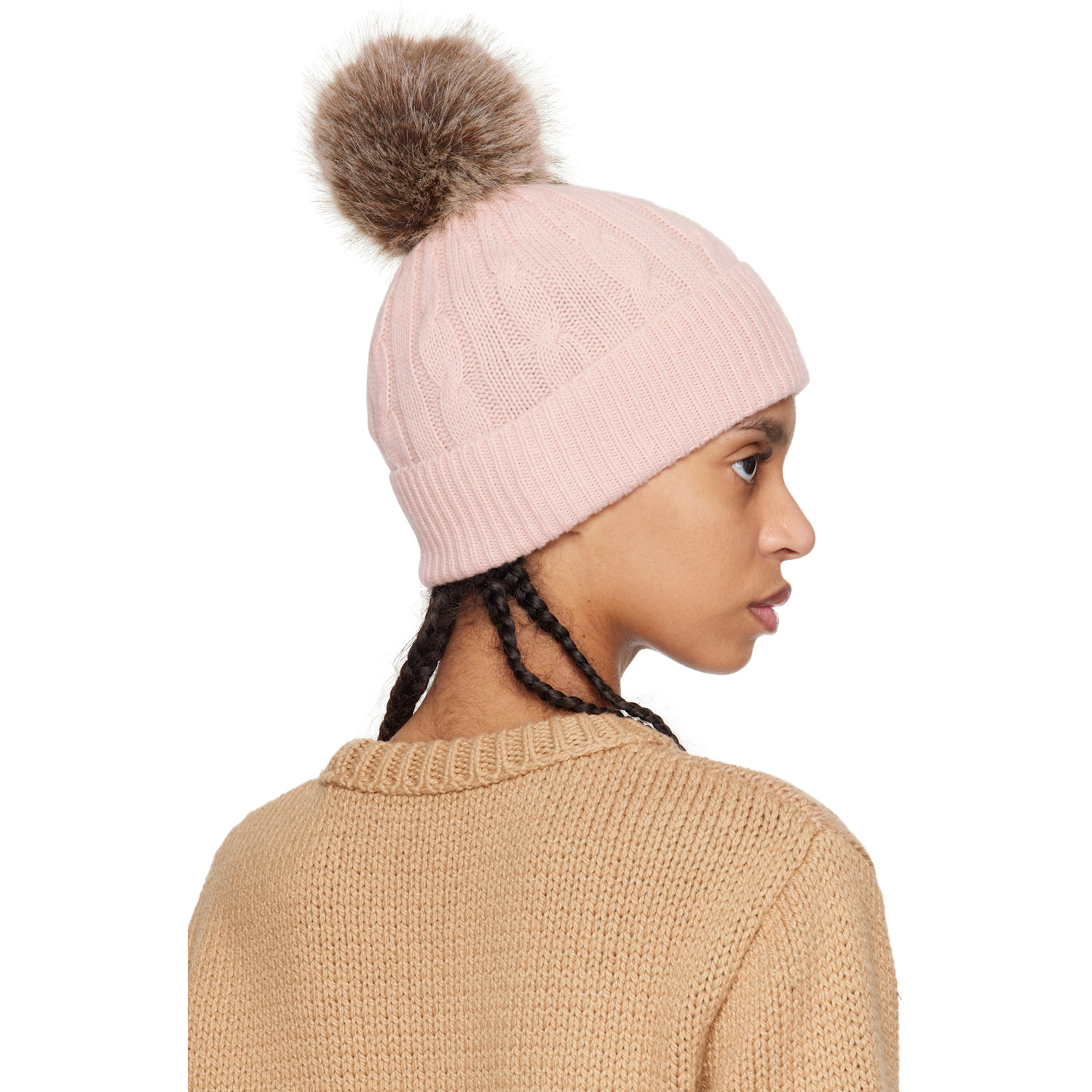  Moncler Pink Wool & Cashmere Pom Pom Beanie 