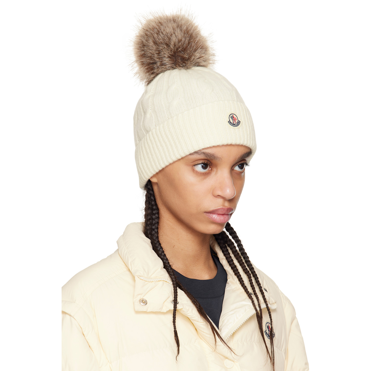  Moncler Off-white Wool & Cashmere Pom Pom Beanie 