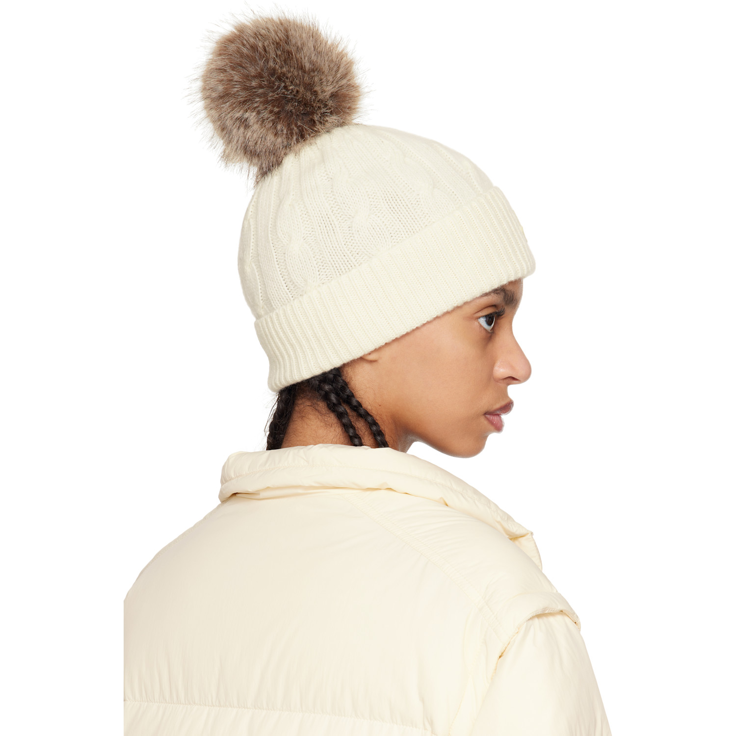  Moncler Off-white Wool & Cashmere Pom Pom Beanie 