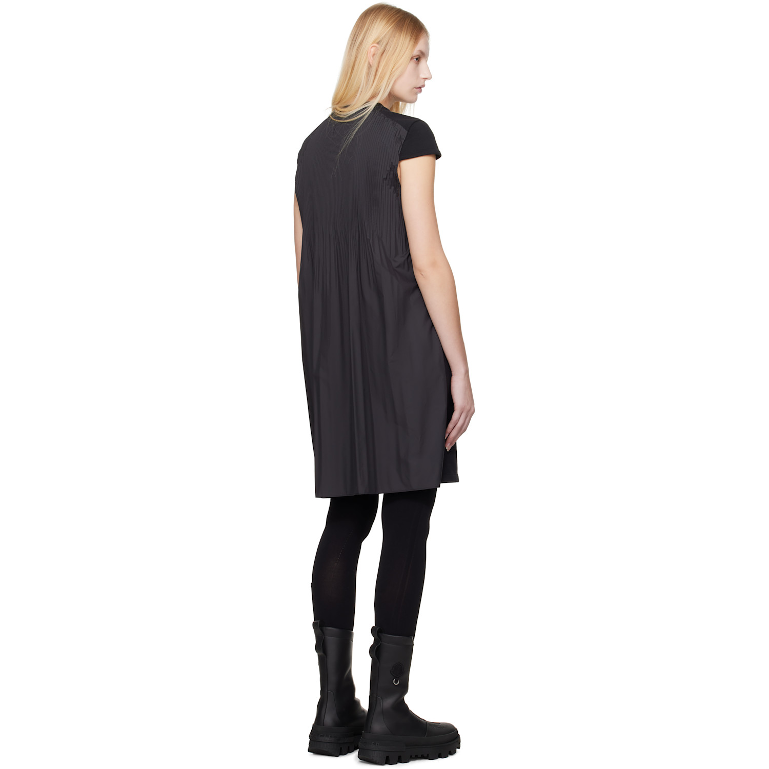  Moncler Black Knife Pleat Minidress 