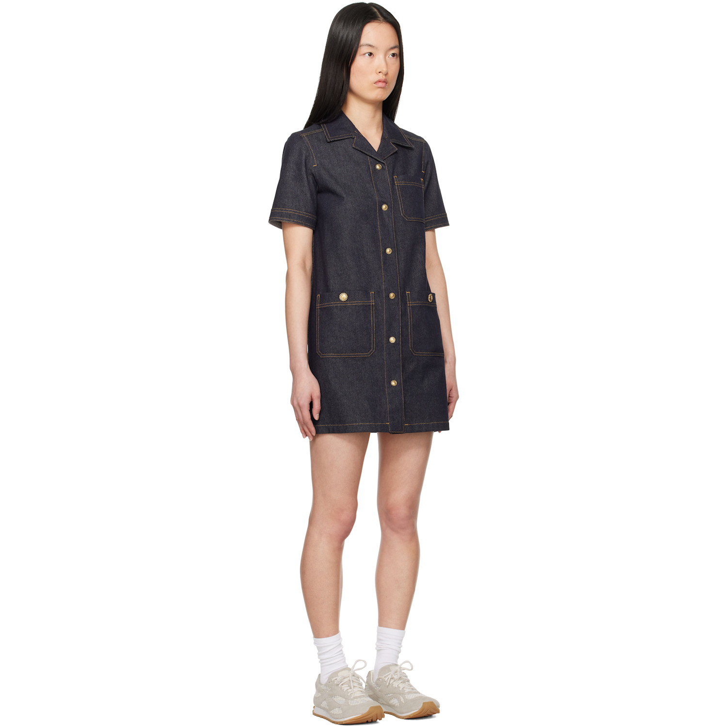  Moncler Blue Denim Shirt Minidress 