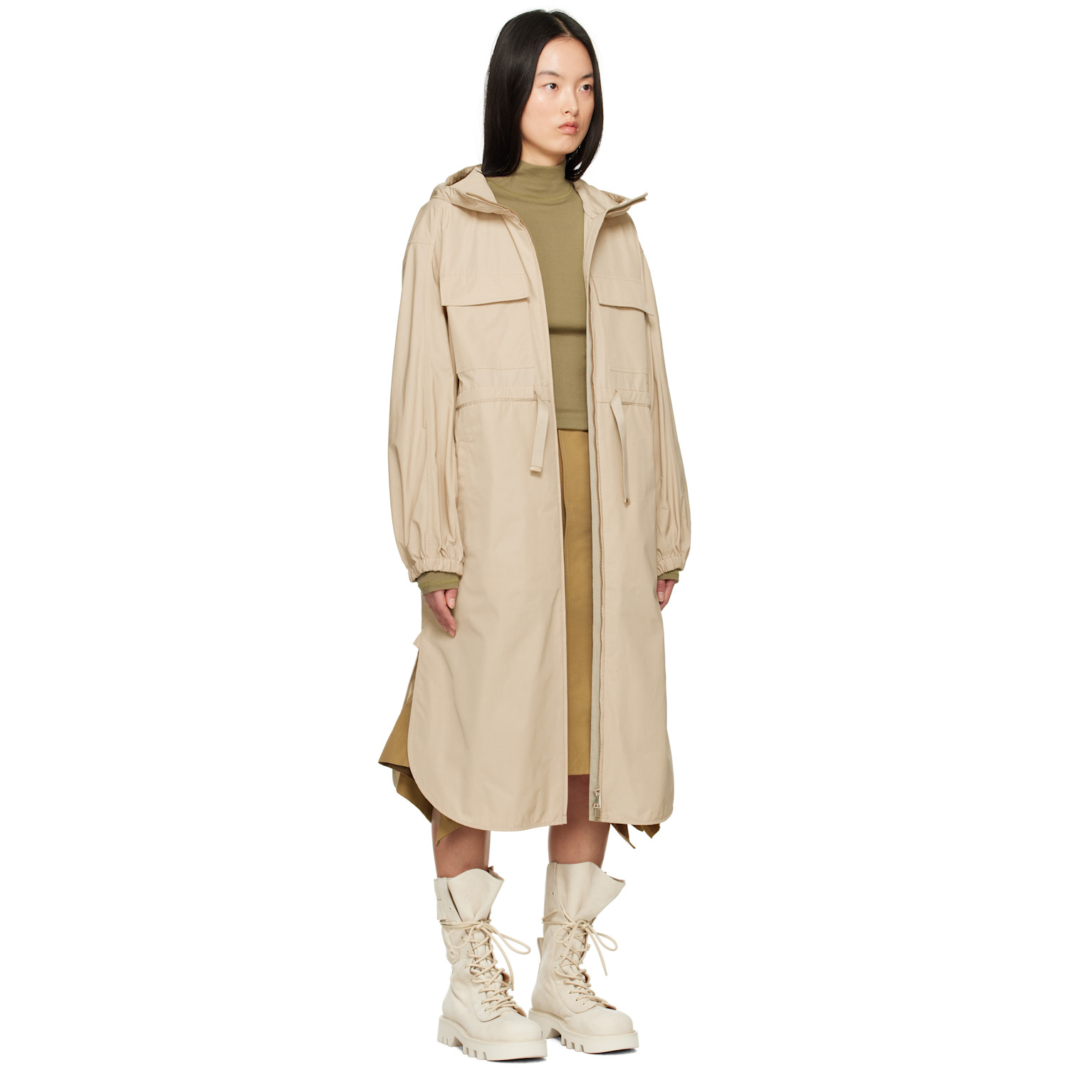  Moncler Beige Peronne Long Coat 