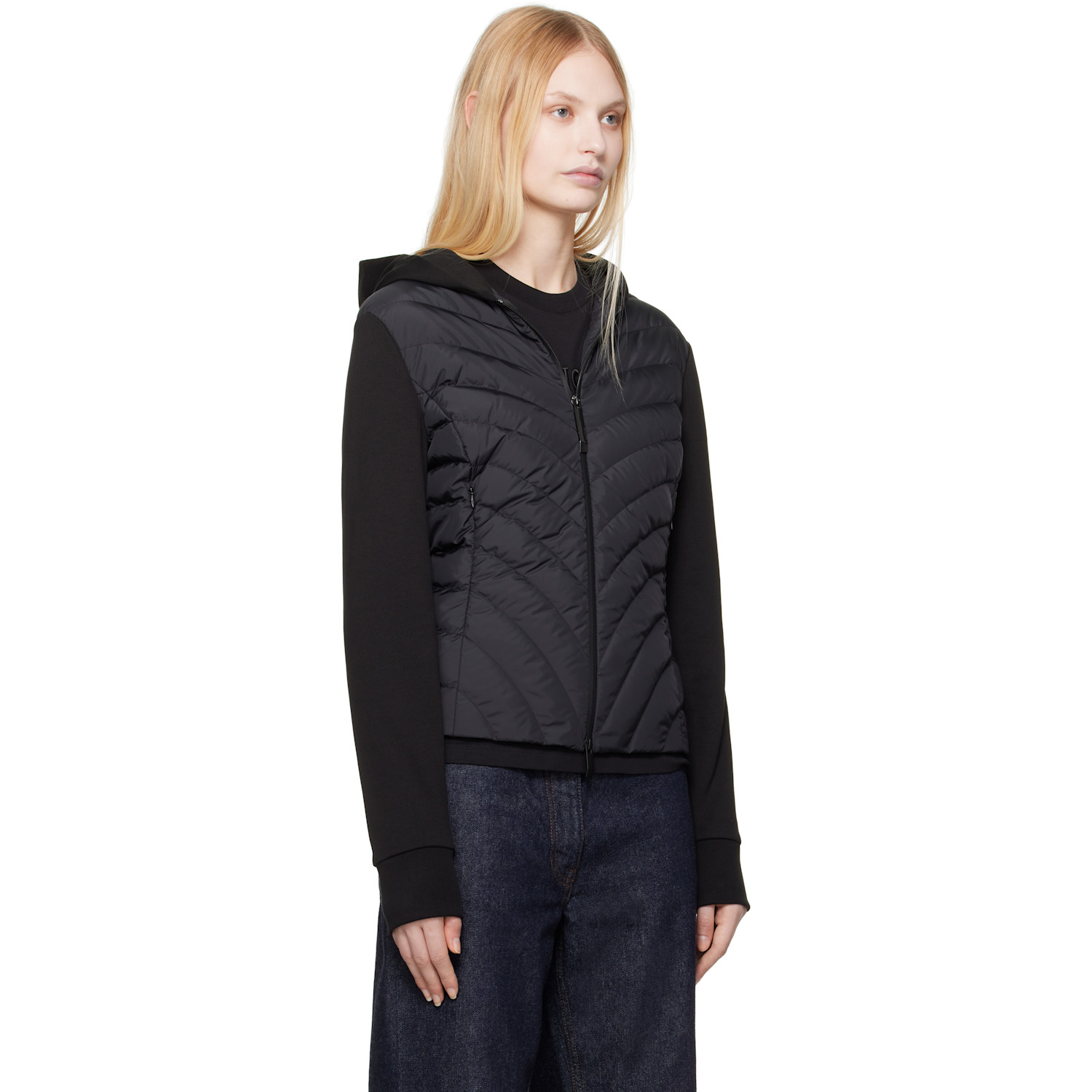  Moncler Black Zip Up Cardigan Down Jacket 