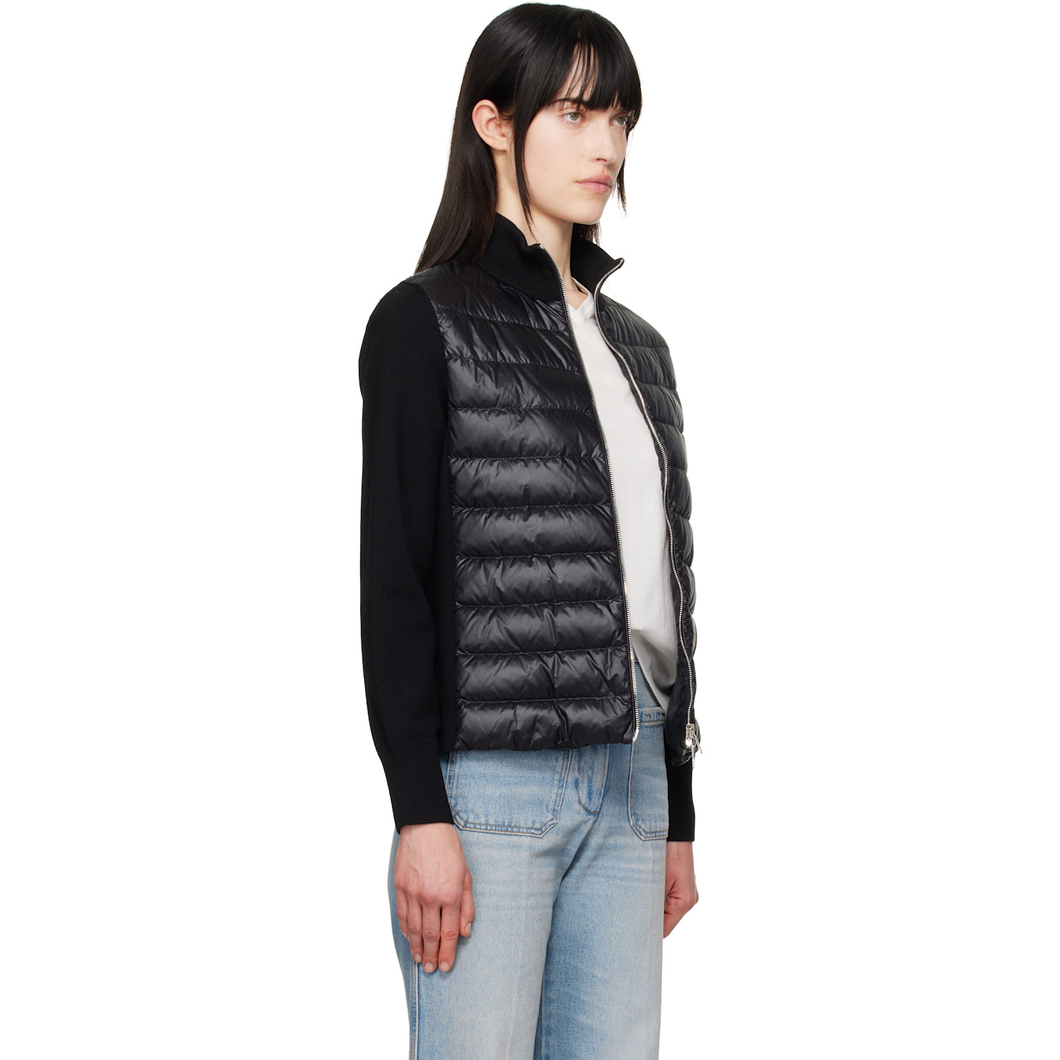  Moncler Black Padded Wool Zip-up Down Jacket 