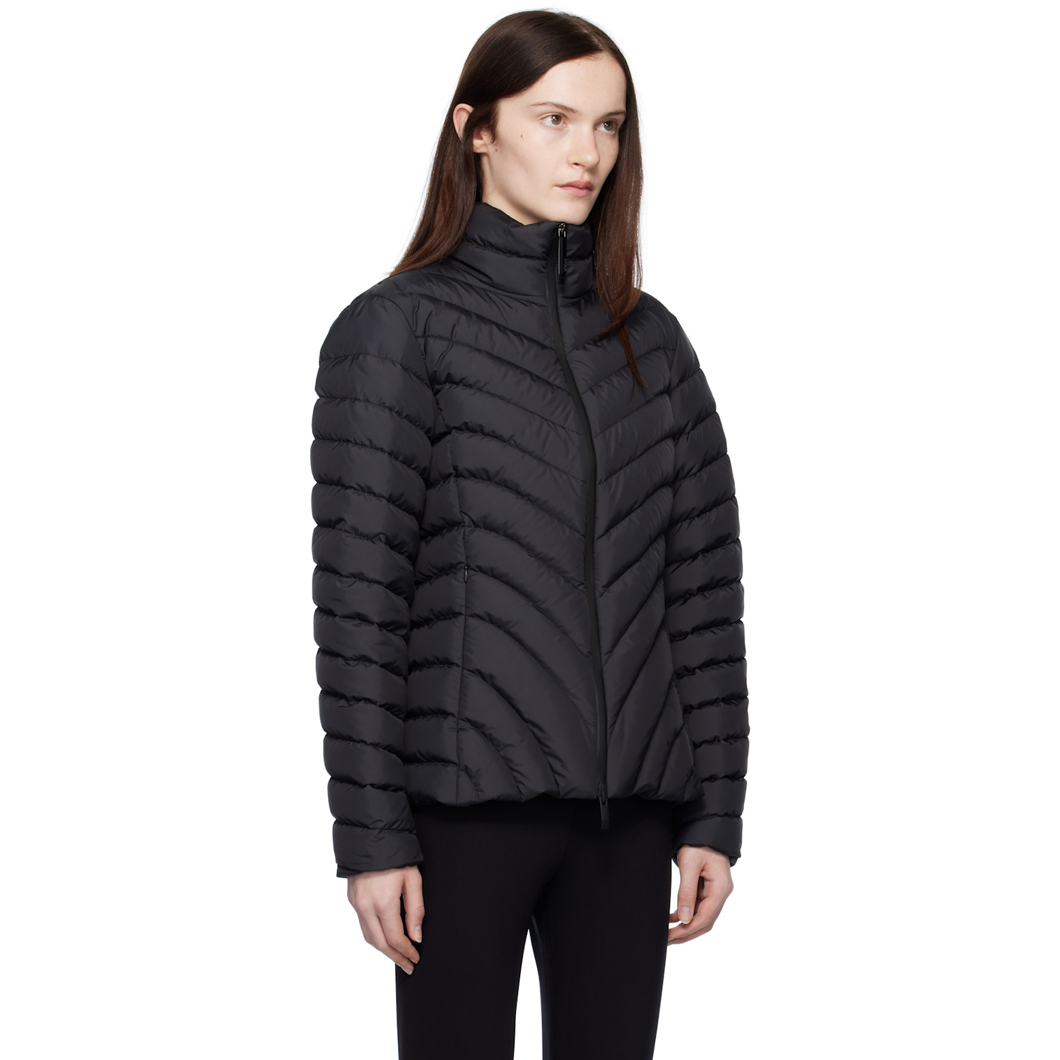  Moncler Black Grange Diagonal-quilted Short Down Jacket 