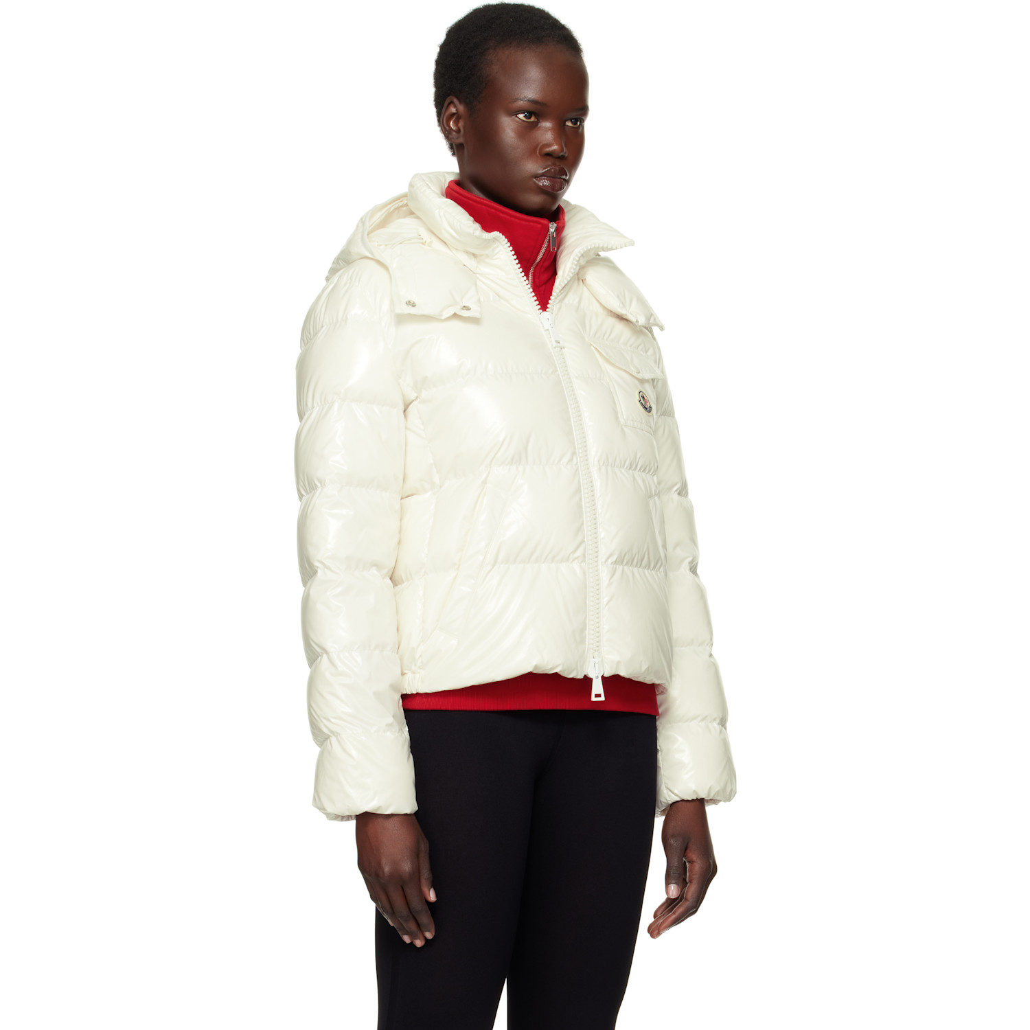  Moncler White Andro Hooded Short Down Jacket 