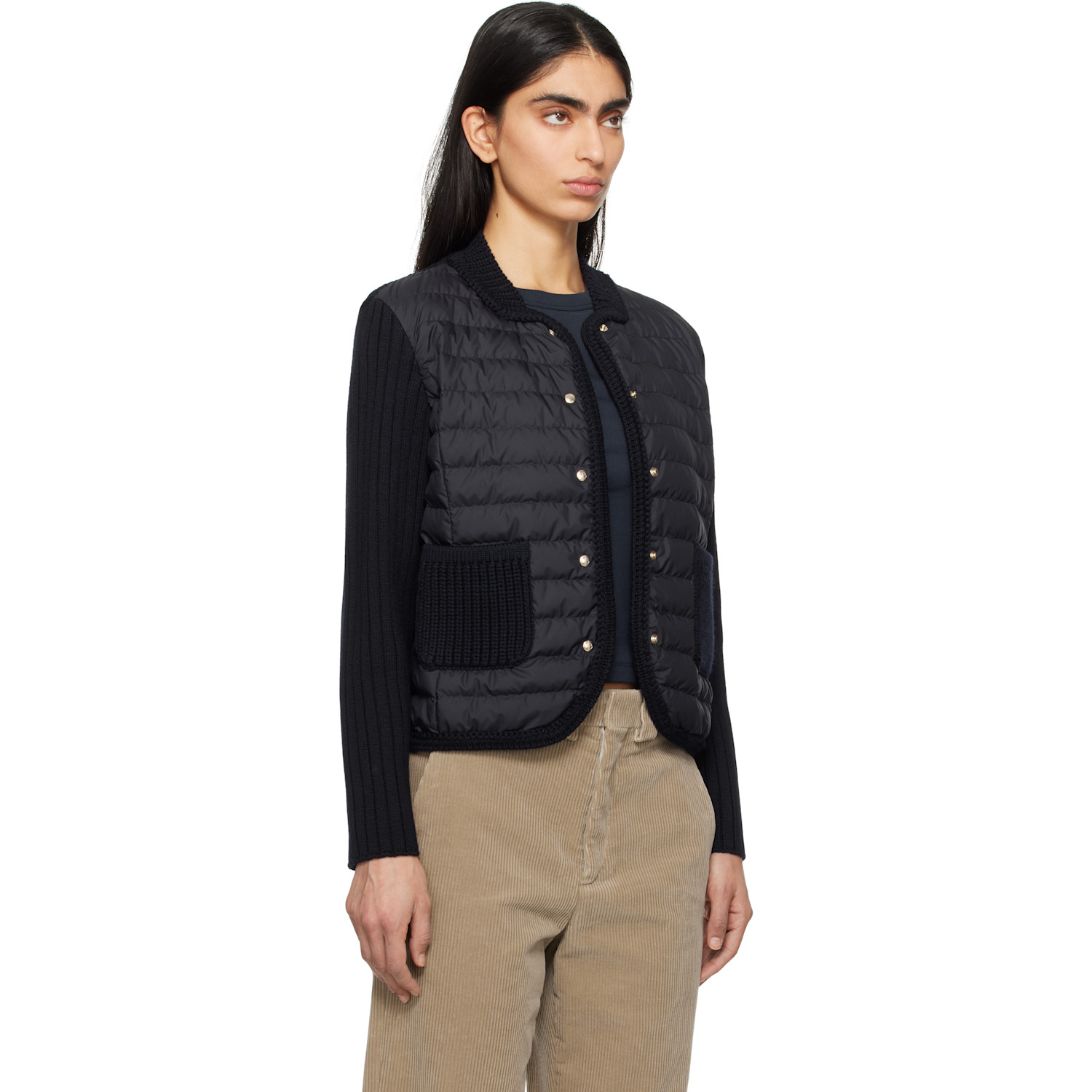  Moncler Navy Padded Wool Down Cardigan 