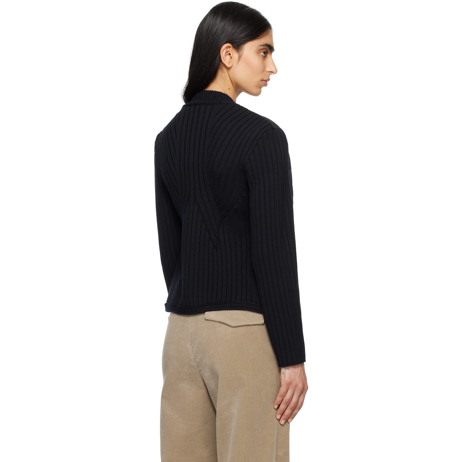  Moncler Navy Padded Wool Down Cardigan 