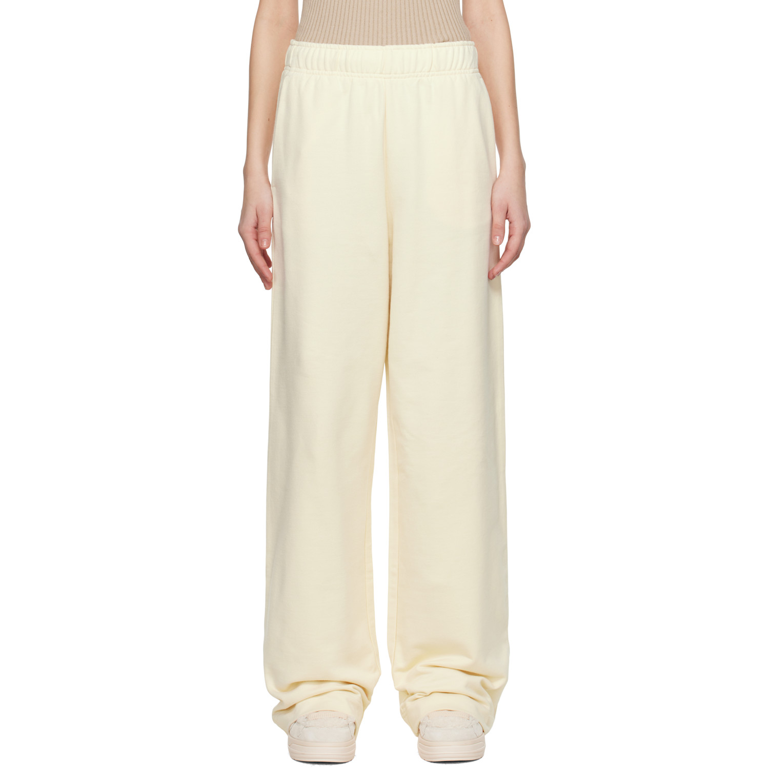 Moncler Off-White Wide Leg Cotton Sweatpants