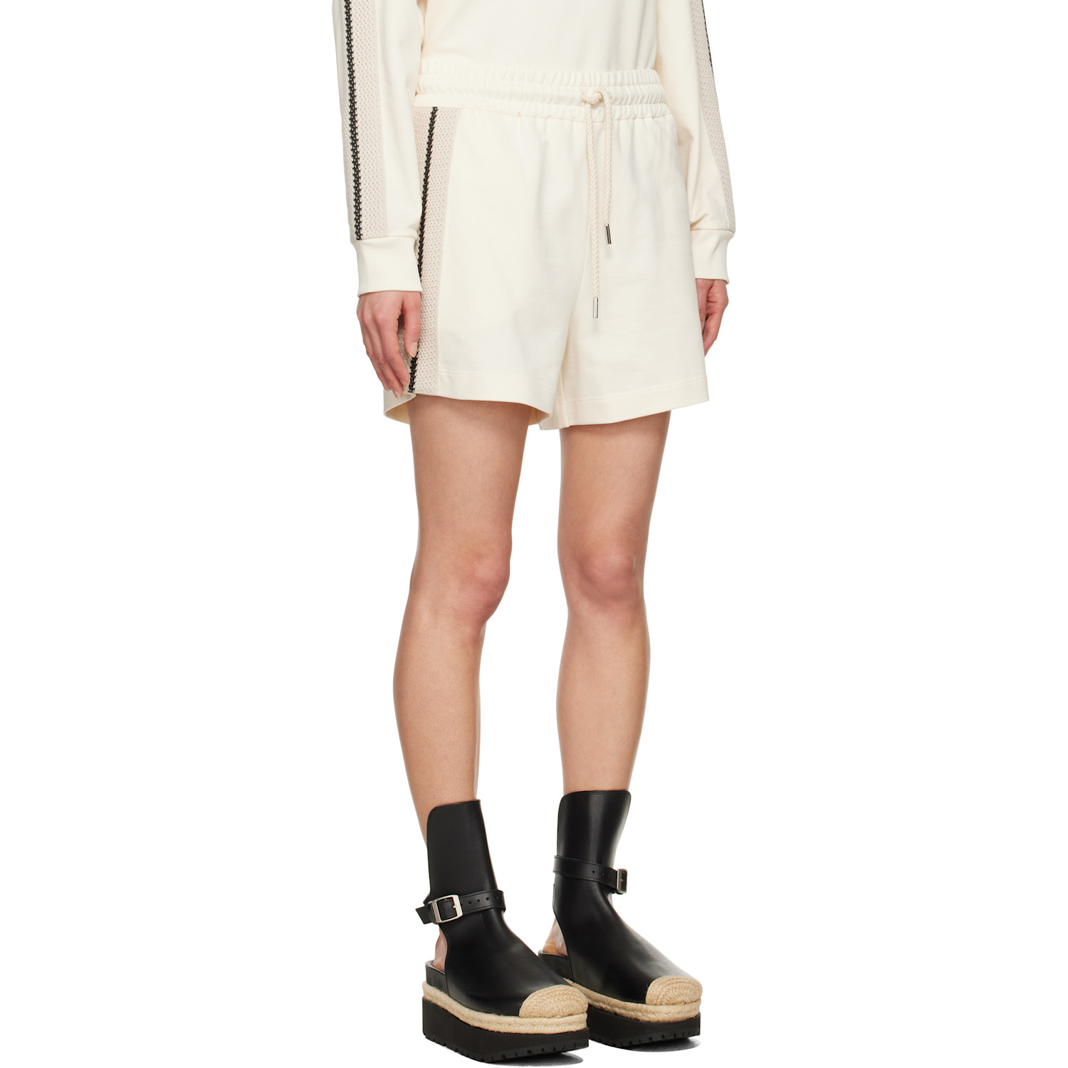 Moncler Off-white Striped Trim Shorts 