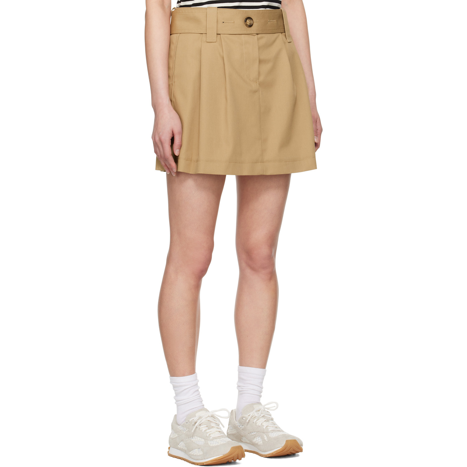  Moncler Tan Pleated Miniskirt 
