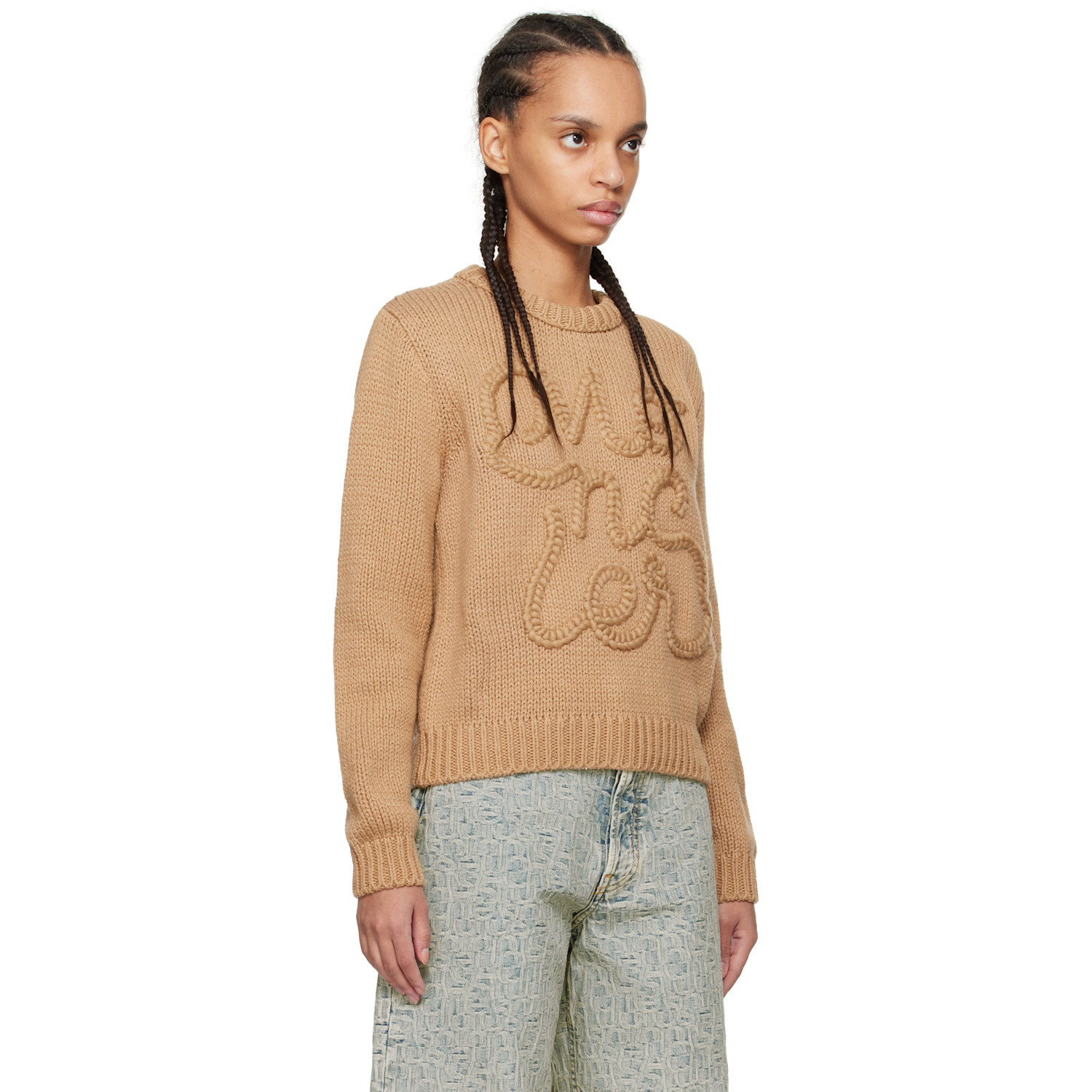  Moncler Beige Embroidered Logo Cotton Sweater 