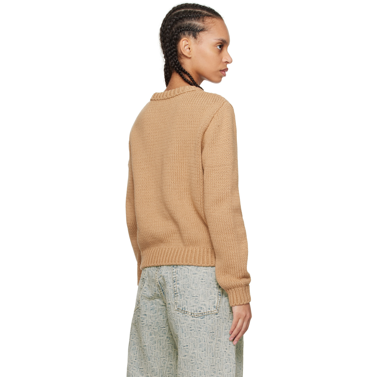  Moncler Beige Embroidered Logo Cotton Sweater 