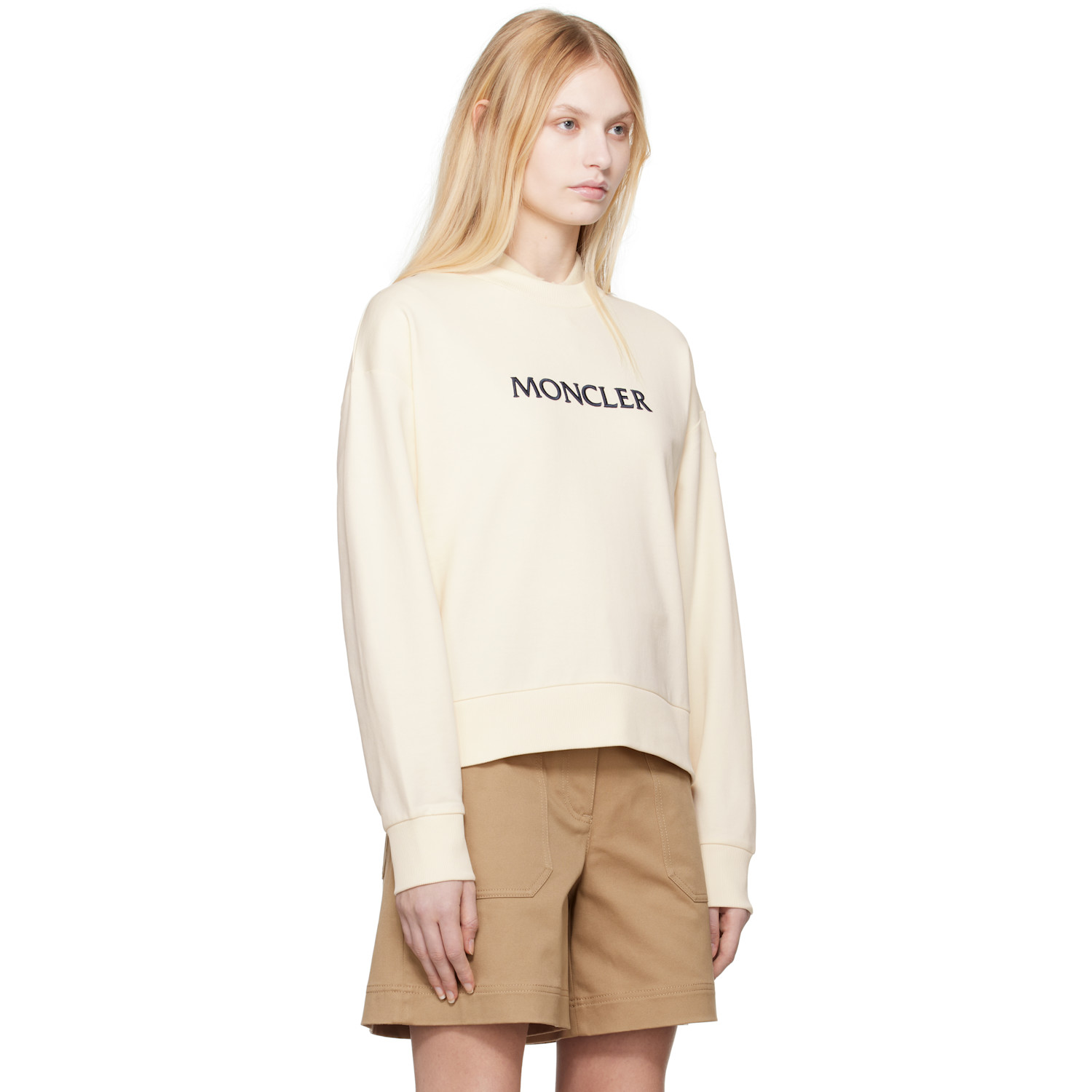  Moncler Off-white Embroidered Logo Sweatshirt 
