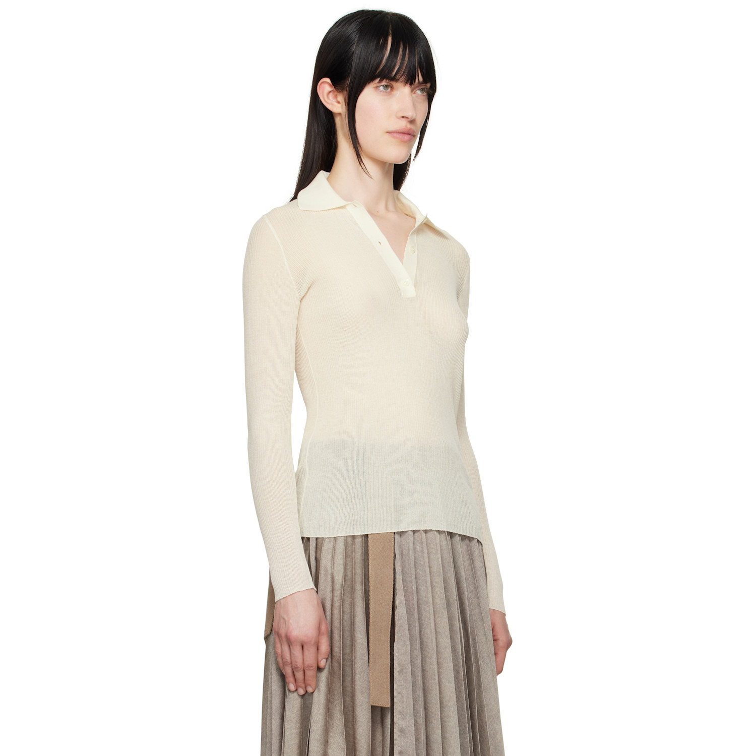 Moncler Off-white Long Sleeve Polo 