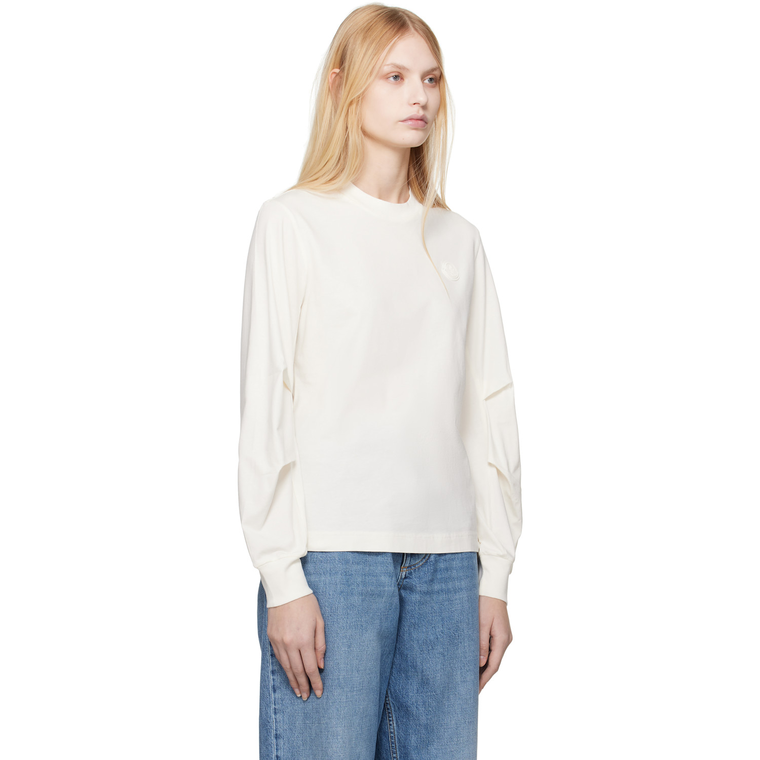  Moncler White Rubber Logo Patch T-shirt 
