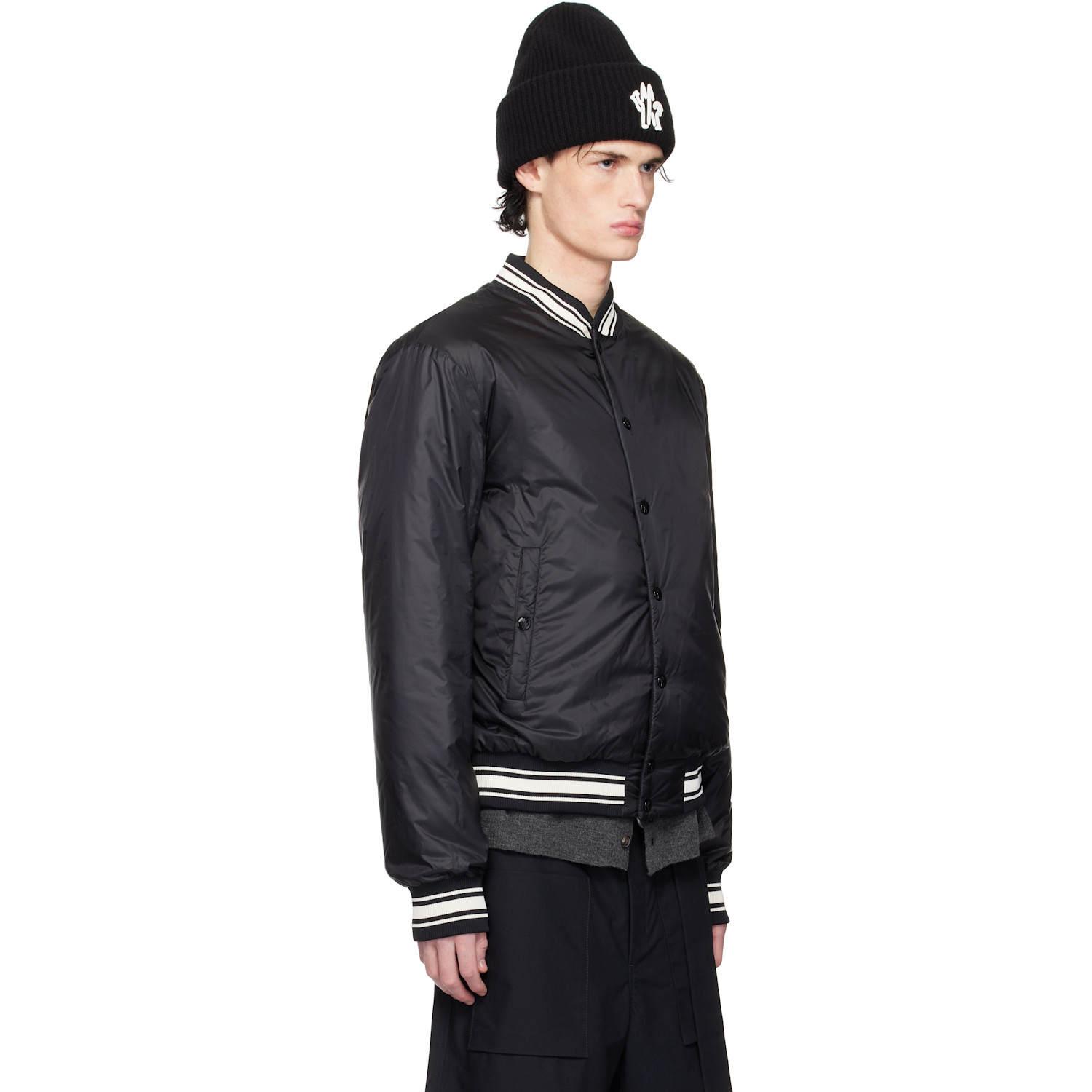  Moncler Black Bouchet Reversible Down Bomber Jacket 