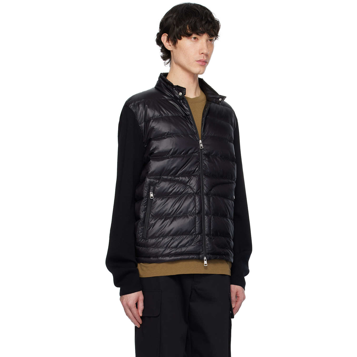  Moncler Black Padded Wool Zip-up Down Jacket 