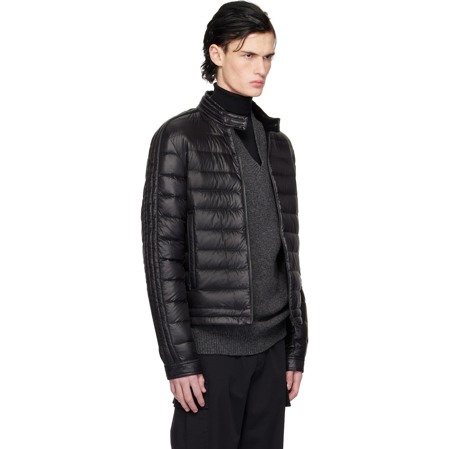  Moncler Black Jacobus Biker Down Jacket 