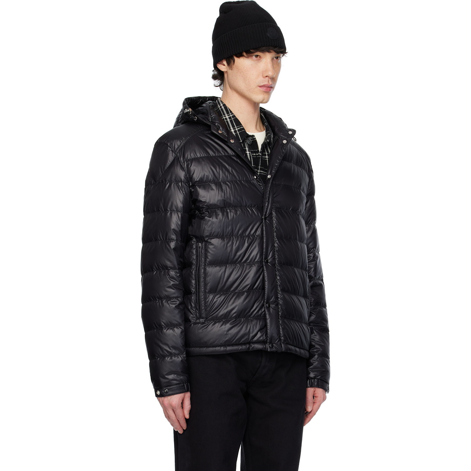  Moncler Black Gliere Hooded Short Down Jacket 