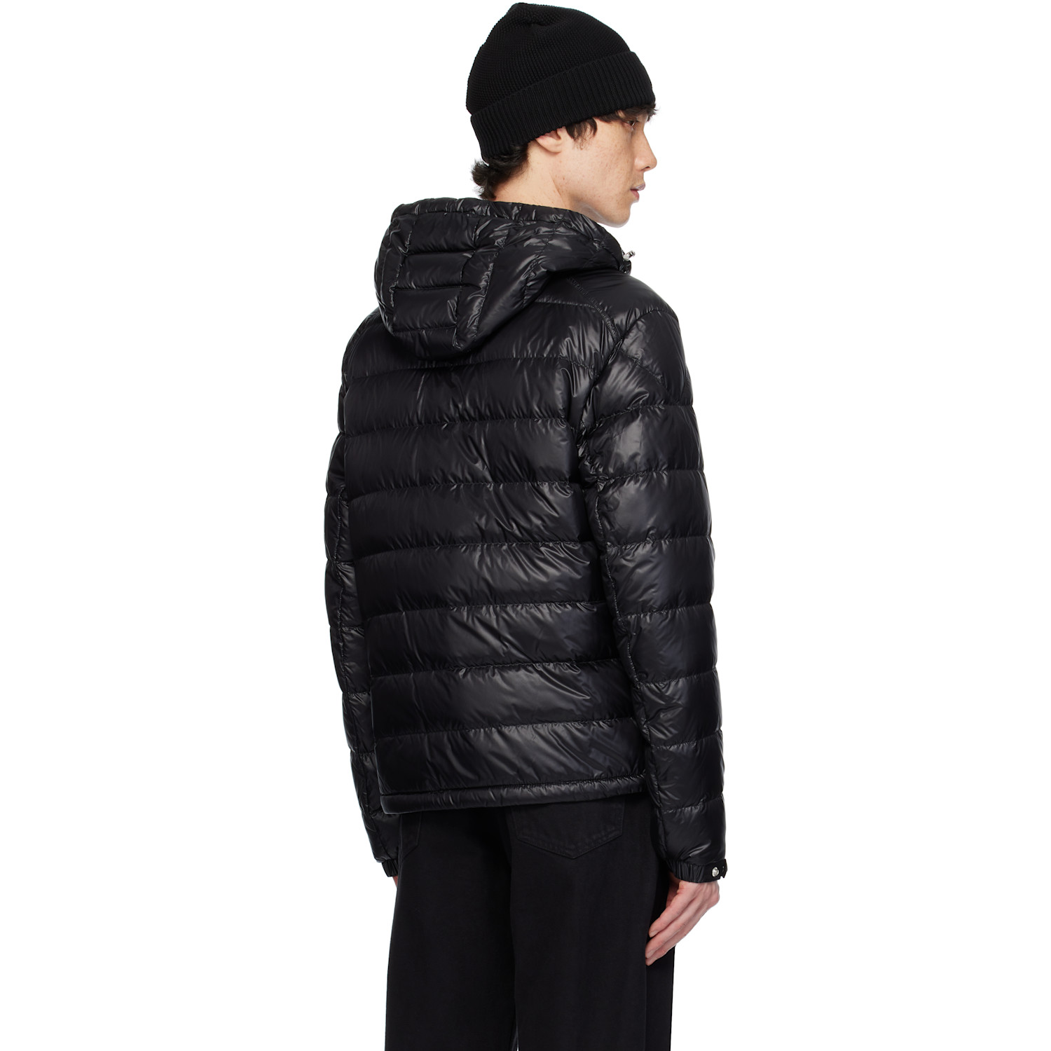  Moncler Black Gliere Hooded Short Down Jacket 