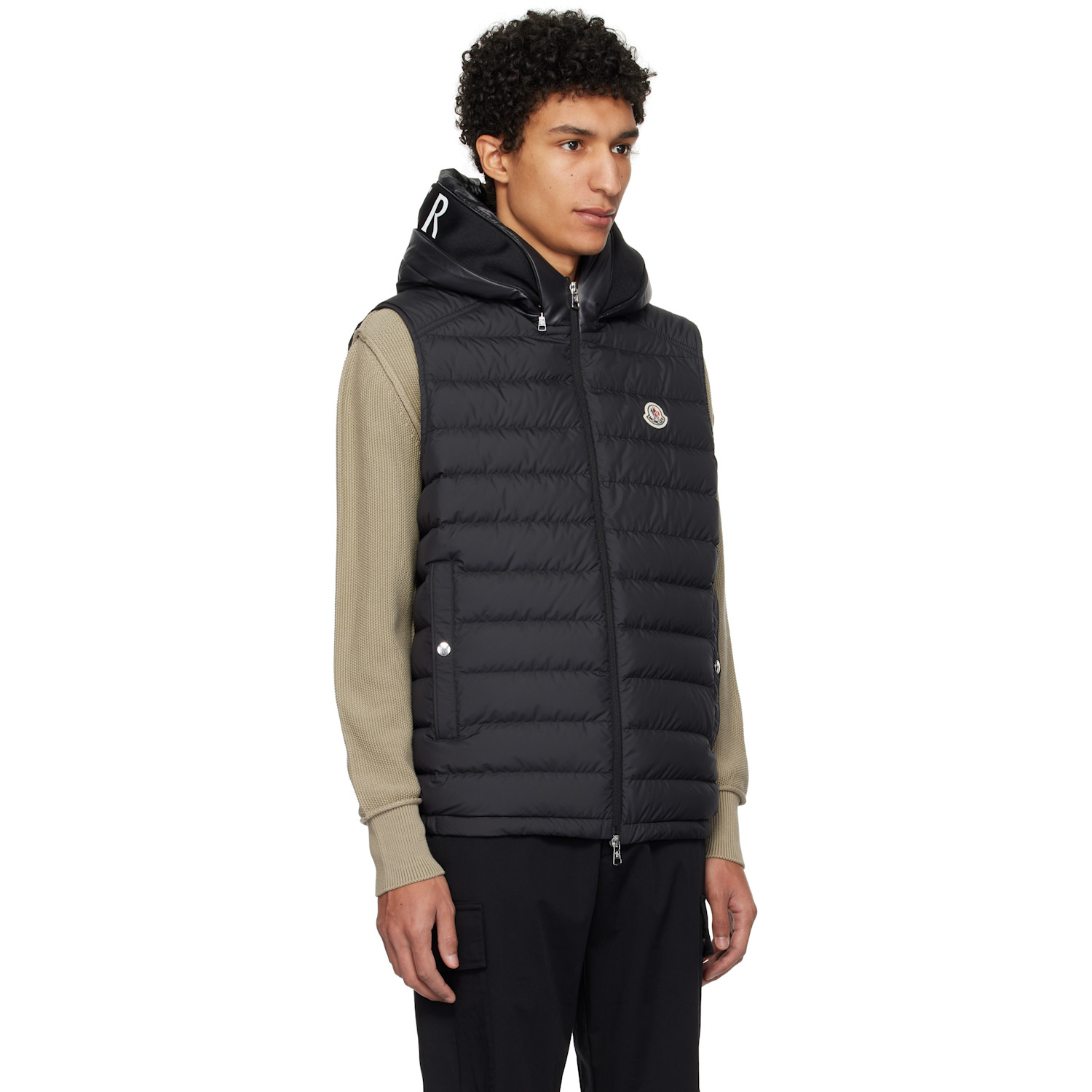  Moncler Black Bourget Hooded Down Vest 